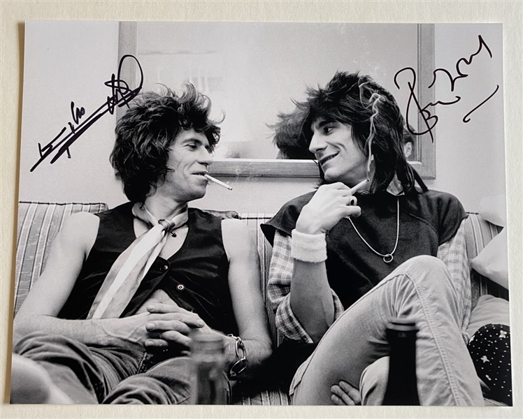 The Rolling Stones: Keith Richards & Ronnie Wood Signed 11" x 14" Photo (JSA LOA)(Ulrich Collection)