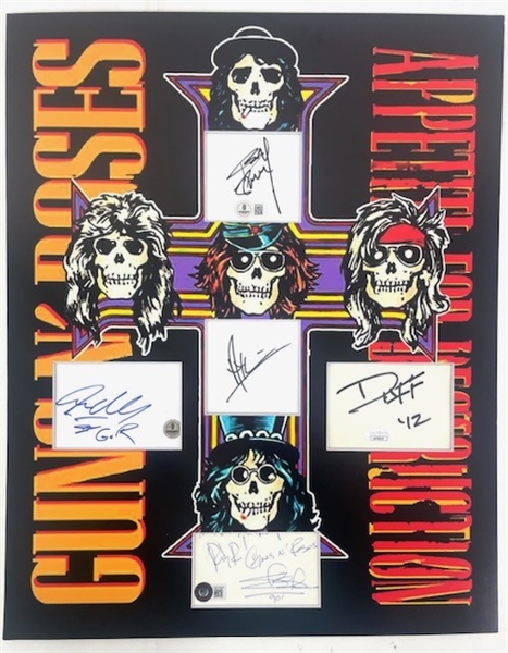Guns N Roses: Custom Mat w/ 5/Signatures (Beckett/BAS)