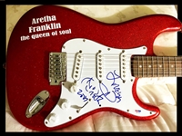 Aretha Franklin Gorgeous Signed Fender Strat Red Metallic Guitar! (PSA/DNA )