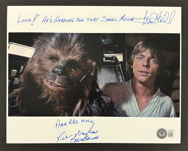 Star Wars: Mark Hamill & Peter Mayhew Signed & Uniquely Inscribed 8" x 10" Photo from "A New Hope" (Beckett/BAS LOA)