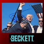 President Donald Trump Signed Iconic "Fist Pump" Assassination Attempt Photograph - Only One Known to Exist! (Beckett/BAS LOA) 
