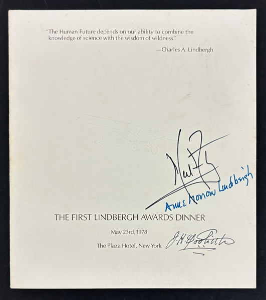 Neil Armstrong Signed Lindberg Award Dinner Program - First Recipient! (3 Sigs)(Beckett/BAS LOA)