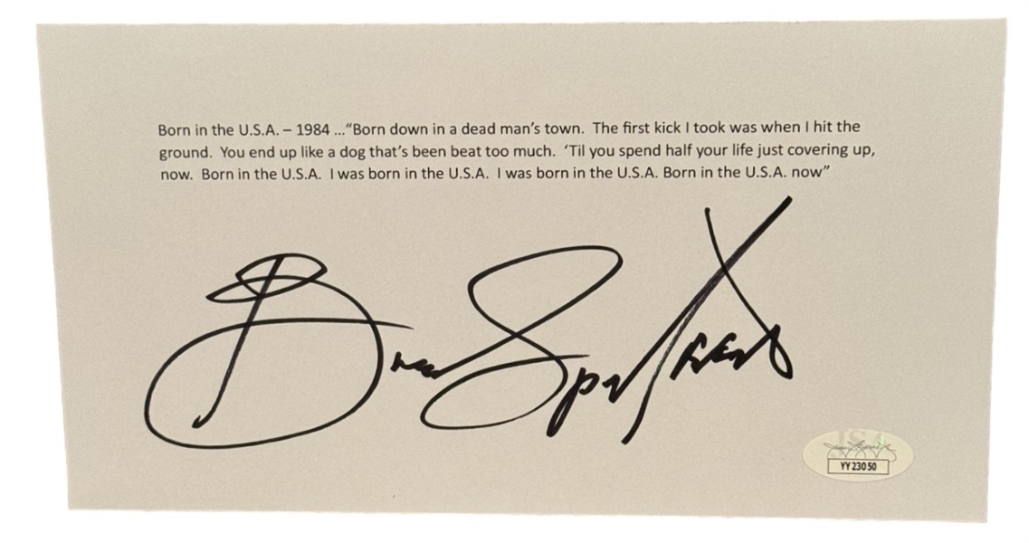 Bruce Springsteen Signed 4.5" x 8.5" Born to Run Lyric Sheet (JSA LOA)