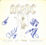 AC/DC Group Signed "Flick of the Switch" Album Cover w/ Original Lineup (5 Sigs)(Beckett/BAS LOA)(Grad Collection)
