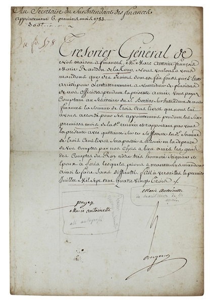 Marie Antoinette Signed Document as Queen of France (1783)(Beckett/BAS LOA)