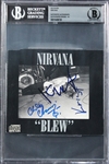 Nirvana ULTRA RARE Signed "Blew" UK EP CD Cover with Early Lineup with Chad Channing (Beckett/BAS GEM MINT 10 Autographs!)