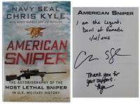 Chris Kyle Signed "American Sniper" 1st Edition Hardcover Book with Terrific "Devil of Ramada" Inscription (Beckett/BAS LOA)