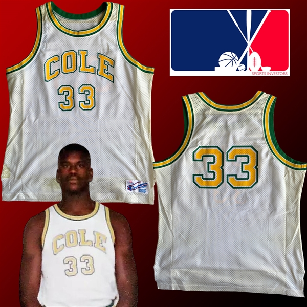 Shaquille O Neal 1987-89 Extensively Game Worn Jersey from Cole High School :: The Earliest Shaq Jersey Ever Offered & Direct from Shaqs Personal Collection (Shaq LOA & Sports Investors LOA)