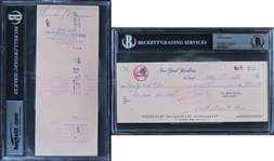 Thurman Munson Signed 1974 Yankees Road Account Check with MINT 9 Autograph (Beckett/BAS Encapsulated)