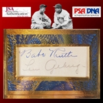 Babe Ruth & Lou Gehrig Dual Signed Album Page Segment with PSA MINT 9 Autographs! (PSA/DNA & JSA LOAs)