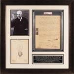Thomas Edison Rare & Significant Signed Patent Application for The Light Bulb! (PSA/DNA Encapsulated)