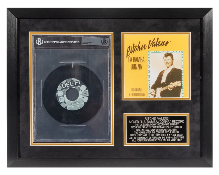 Ritchie Valens ULTRA RARE Signed “La Bamba/Donna” 45 RPM Single – Possibly Only One in Existence & Possibly Signed on Day of Fatal Crash! (Beckett/BAS Encapsulated)(JSA,BAS, Epperson/REAL LOA)