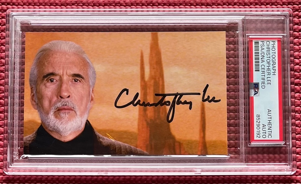 Star Wars: Christopher Lee Signed 3” x 5” Photo (PSA/DNA Encapsulated)