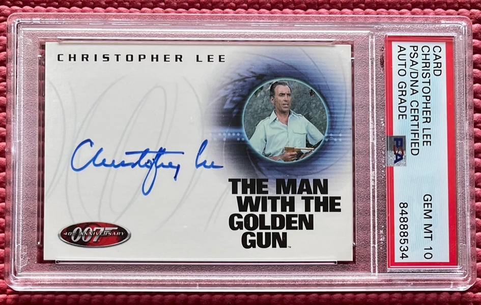 Christopher Lee Signed ‘The Man with the Golden Gun’ Trading Card w/ Gem Mint 10 Auto! (PSA/DNA Encapsulated)