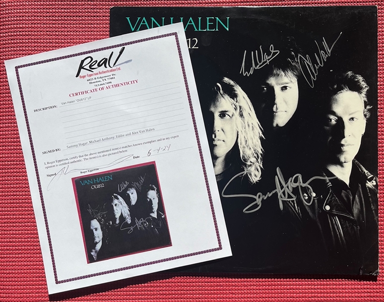 Van Halen: Group Signed "OU812" Album Cover (4 Sigs)(Epperson/REAL LOA)