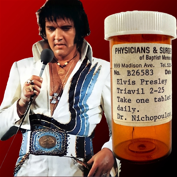 Elvis Presleys Prescription Container for Triavil - From the Collection of His Las Vegas Physician Dr. Elias Ghanem