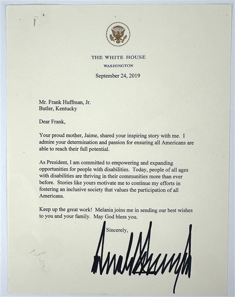President Donald Trump ULTRA RARE Signed Letter as President RE: People with Disabilities - Only Known Authentic Signed Letter to Surface as POTUS! (Third Party Guaranteed)