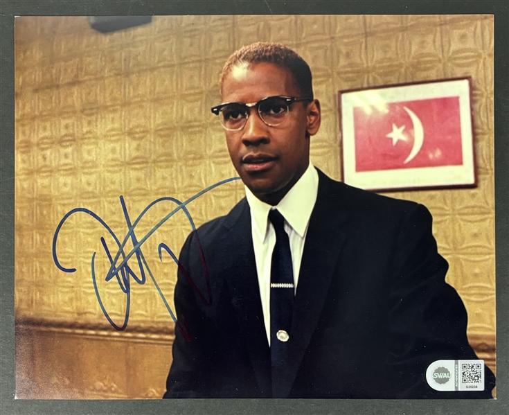 Denzel Washington Signed 8" x 10" Malcolm X Photo (SWAU Holo) 