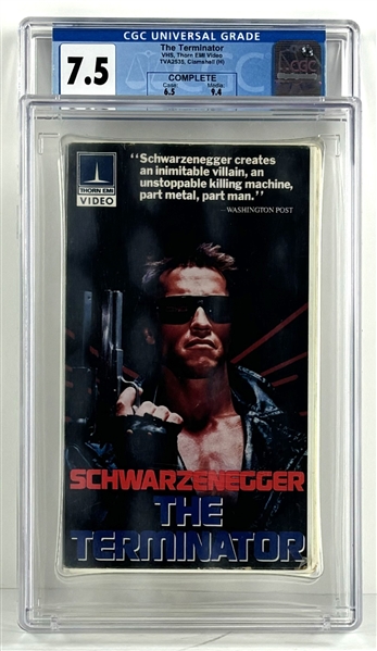 Vintage "The Terminator" VHS Tape w/ Overall CGC Grade of 7.5! (CGC Encapsulated)