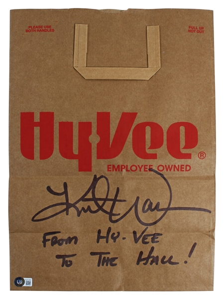 Rams Kurt Warner "HyVee To The Hall" Authentic Signed HyVee Grocery Store Bag (Beckett/BAS Witness)