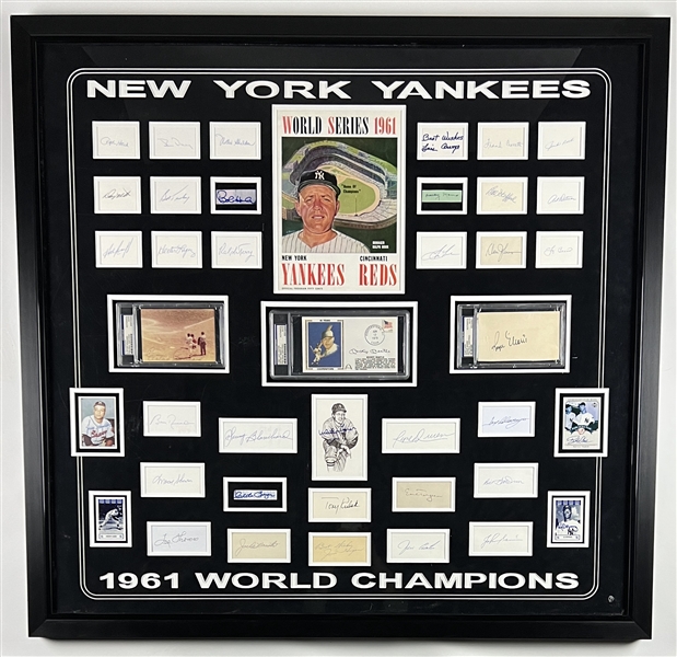 New York Yankees 1961 MASSIVE Custom Framed 43” x 41” Autograph Display (40 Sigs) (PSA Authentication)