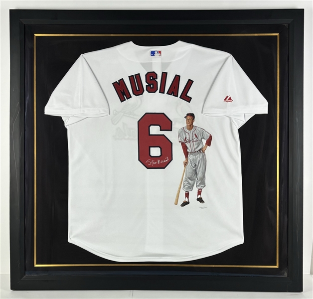 Stan Musial Signed Cardinals Jersey w/ Original Custom Artwork from Lisa Ober (Third Party Guaranteed)