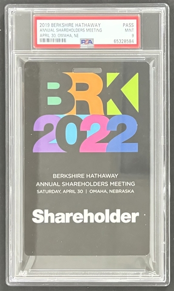 Berkshire Hathaway 2019 Annual Shareholders Meeting Pass w/ Mint 9 Grade (PSA/DNA Encapsulated)