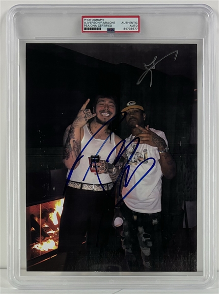 Post Malone & Allen Iverson Signed 10" x 13" Photograph (PSA/DNA Encapsulated)