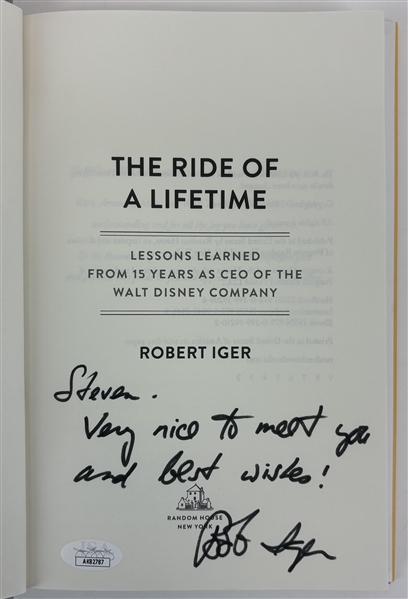 Disneys Robert Iger Signed "The Ride of a Lifetime" Hardcover Book (JSA COA)