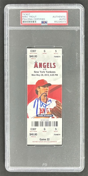 Mike Trout Signed 2012 Angels Home Run Game Ticket (PSA/DNA Encapsulated)