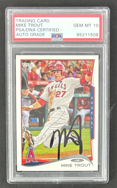 Mike Trout Signed 2014 Topps Trading Card w/ Gem Mint 10 Auto! (PSA/DNA Encapsulated)