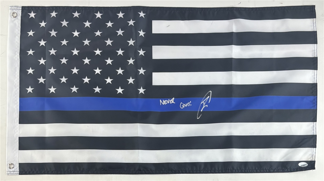 U.S. Navy Seal Robert ONeill Signed 18" x 30" Thin Blue Line Flag (PSA/DNA)