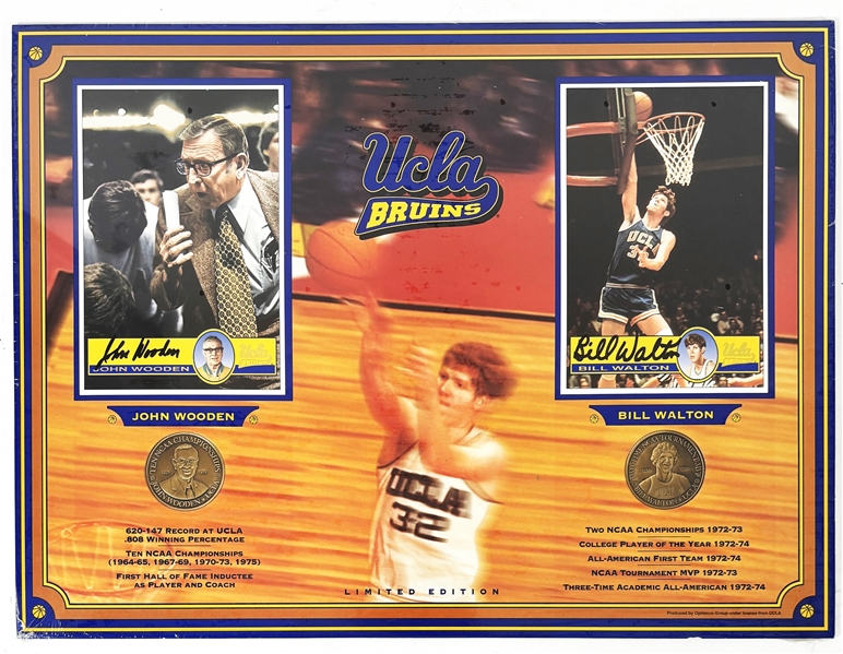 John Wooden & Bill Walton Dual Signed 12" x 16" UCLA Bruins Display (Third Party Guaranteed)