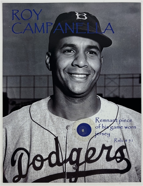 Roy Campanella Game Worn Uniform 8.5" x 11" Relic Card #51 (Mueller LOA)