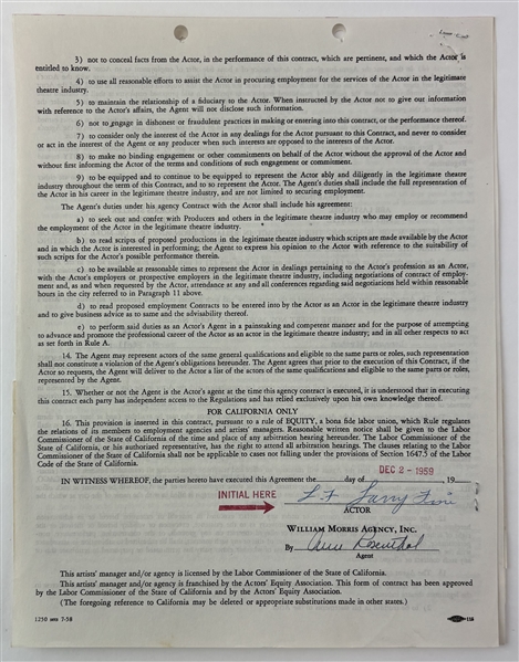 Three Stooges: Larry Fine Signed Exclusive Management Contract (PSA/DNA LOA)