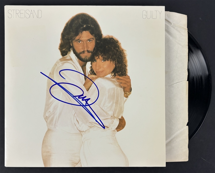 Barry Gibb Signed "Guilty" Album Cover w/ Vinyl (Beckett/BAS)