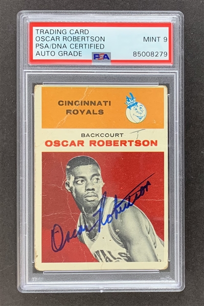 Oscar Robertson Signed 1961-62 Fleer Rookie Card (#36) with MINT 9 Autograph (PSA/DNA Encapsulated)