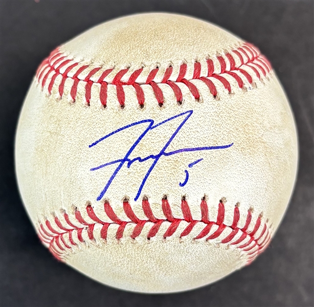 Freddie Freeman Game Used & Signed OML Baseball :: Used 5-13-2023 SD vs. LAD :: Freeman Hit for a Double! (PSA/DNA & MLB Hologram)