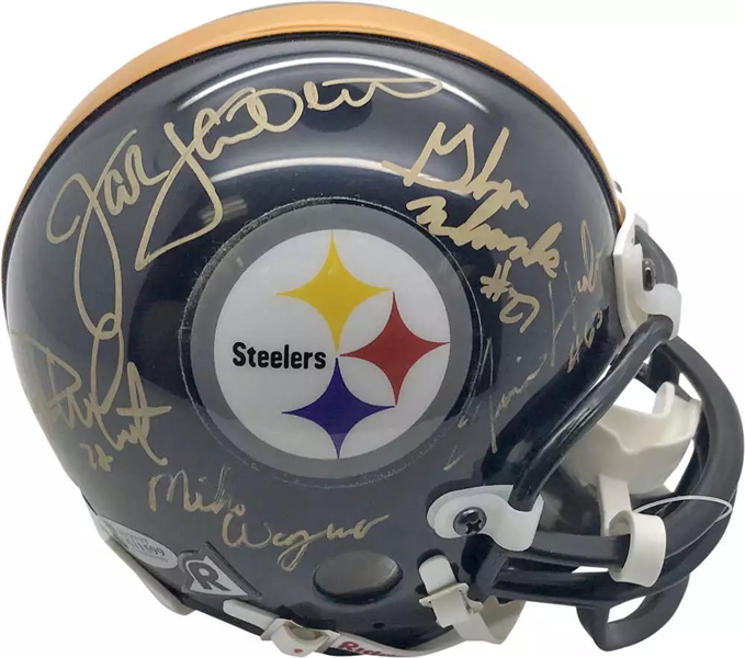 Steelers "Steel Curtain" Multi-Signed Mini Helmet w/ Wagner, Lambert, & More! (Beckett/BAS LOA)