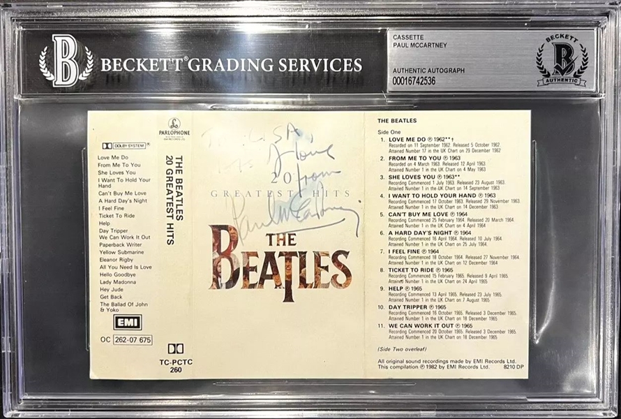 The Beatles: Paul McCartney Signed 1984 Greatest Hits Cassette Inlay (Beckett/BAS)(Tracks LTD)(Provenance)