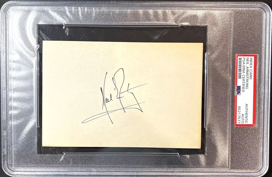 Neil Armstrong Signed 4" x 6" Index Card (Circa 1979)(PSA/DNA Encapsulated)