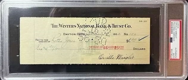 Orville Wright Signed 1932 Personal Bank Check (PSA/DNA Encapsulated)