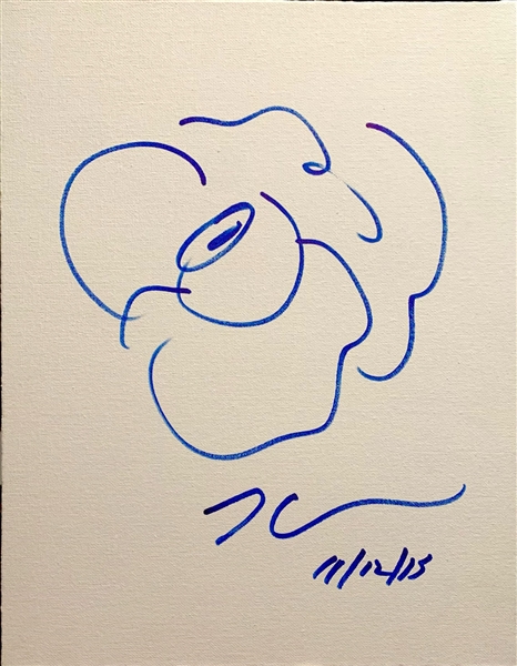 RARE Jeff Koons Signed 11" x 14" Canvas w/ Hand Drawn Art Sketch (ACOA)