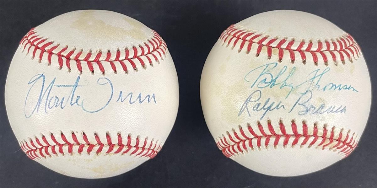 Lot of 2 Signed MLB Baseballs - SIgned by Bobby Thompson & Ralph Branca and  Monte Irvin (Beckett/BAS)