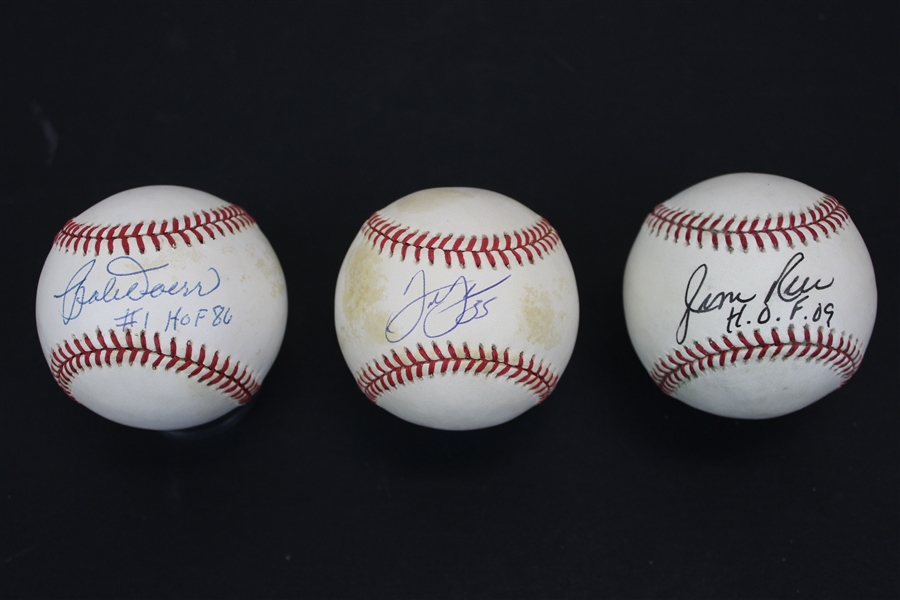 Lot of 3 - Hall of Fame MLB Players including Bobby Doerr, Frank Thomas, and Jim Rice (Beckett/BAS & UDA)