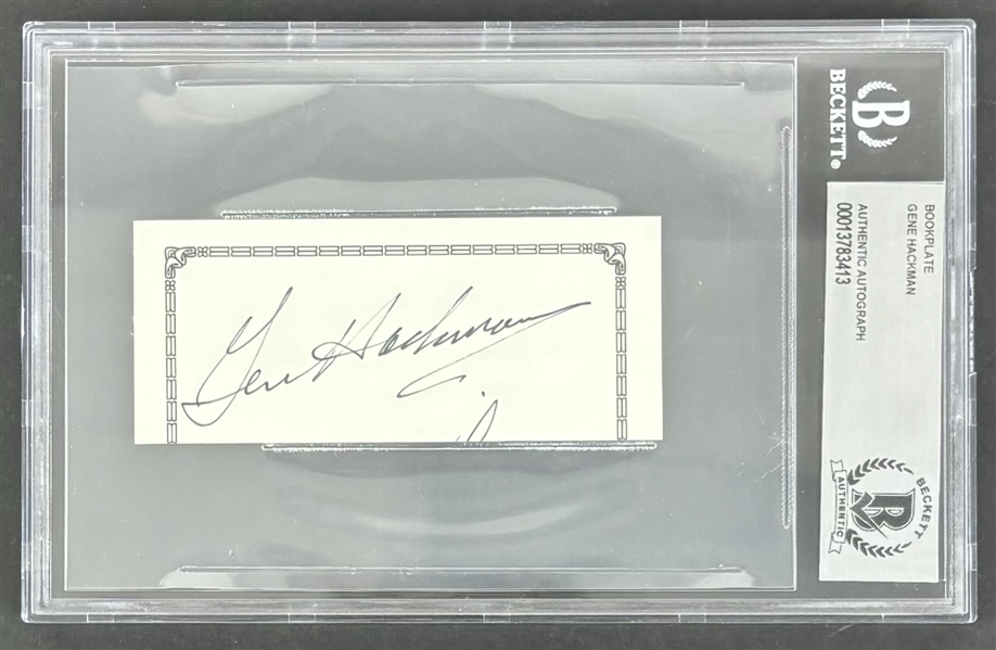 Gene Hackman Signed Bookplate Segment (Beckett/BAS Encapsulated)