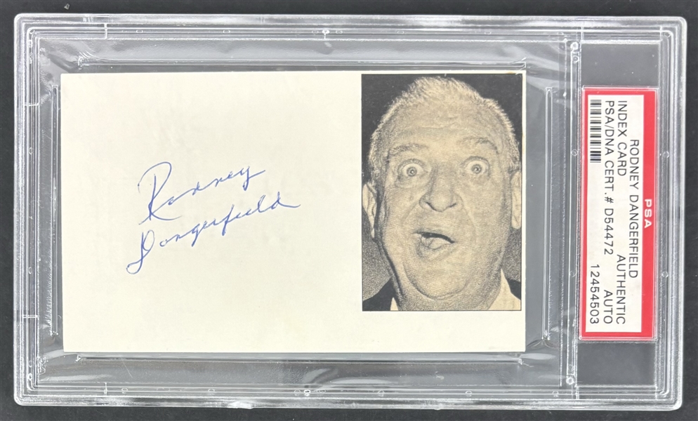 Rodney Dangerfield Signed 3" x 5" Index Card**returned