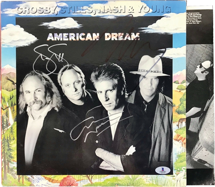 CSNY: Neil Young, Stephen Stills & Graham Nash Signed "American Dream" Record Album (Beckett/BAS)