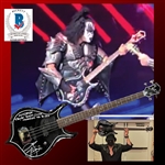 KISS: Gene Simmons Stage Used & Signed Punisher Bass Guitar :: Used 8-18-21 in Mansfield, MA :: Used for First Song in First Show for Bands Last Ever World Tour! (Beckett/BAS LOA)