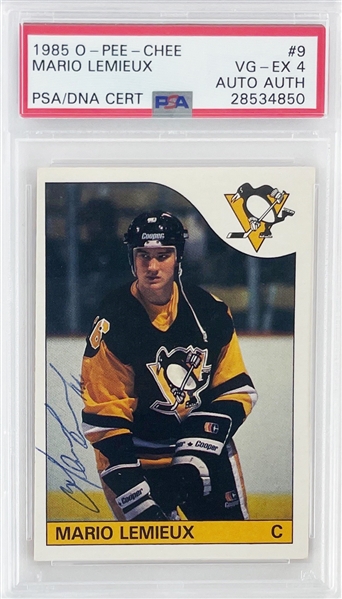 Mario Lemieux Signed 1985 O-Pee-Chee Rookie Card with Rookie Era Autograph! (PSA/DNA Encapsulated)